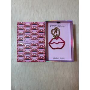 Betsey Johnson Pink & Red Ombre Open Frame Lip Bag Charm Key Ring NWT & Box
